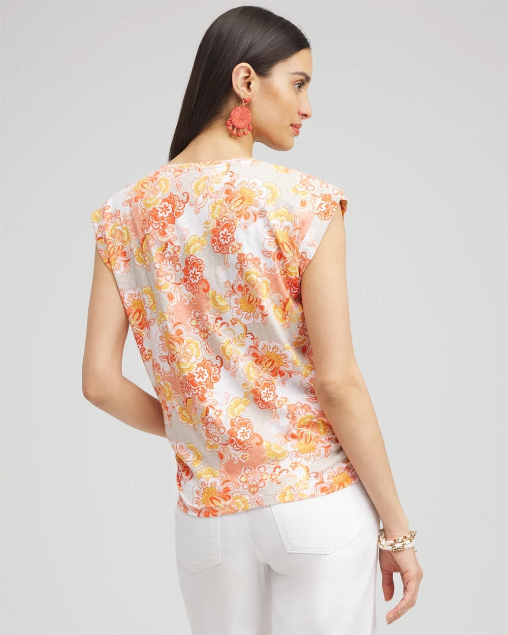 Chico's - Floral Knot Front Tee