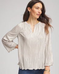 Chico's - Foiled Pleated V-Neck Tee