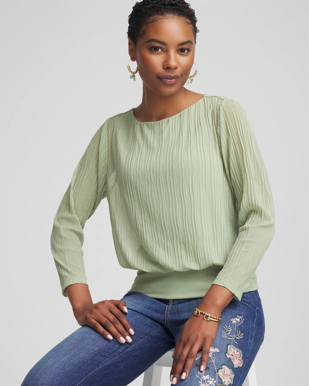 Chico's - Touch of Cool™ Textured Banded-Hem Top