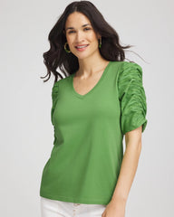 Chico's - Ruched Sleeve V-Neck Tee
