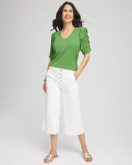 Chico's - Ruched Sleeve V-Neck Tee