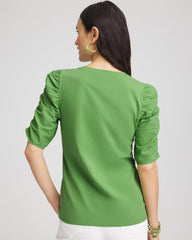 Chico's - Ruched Sleeve V-Neck Tee