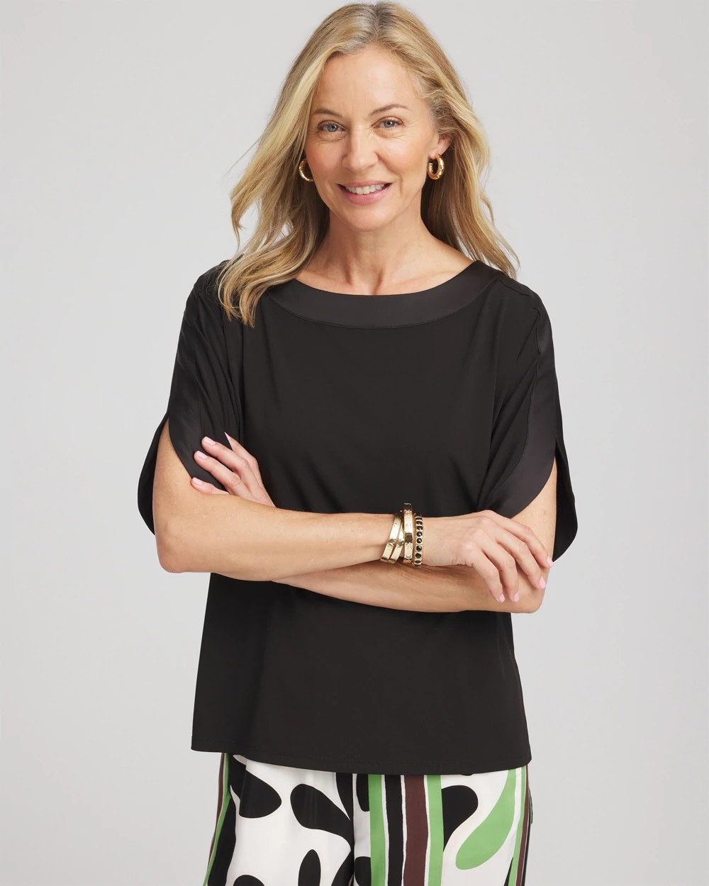 Chico's - Jersey & Satin Dolman Tee