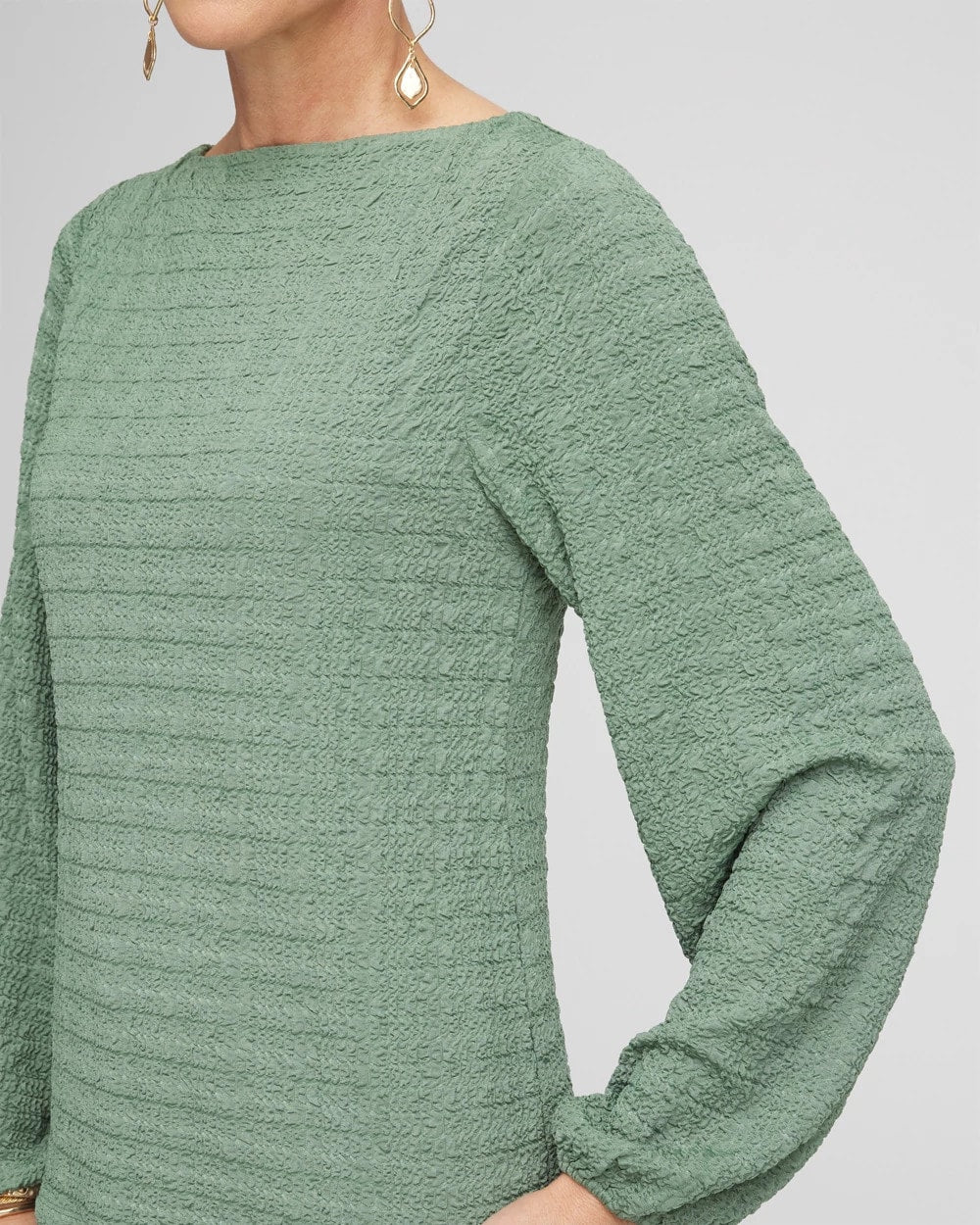 Chico's - Smocked Boatneck Top