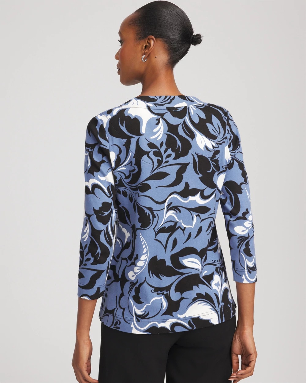 Chico's - Pima Cotton Floral 3/4 Sleeve Tee