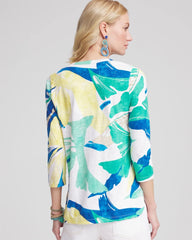 Chico's - Ocean Print Slub Scoop-Neck Tee