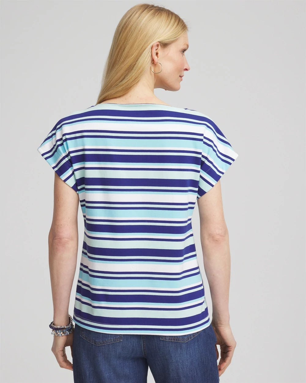 Chico's - Stripe Modern Cap Sleeve Tee
