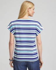 Chico's - Stripe Modern Cap Sleeve Tee
