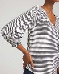 Chico's - Striped Crinkled Raglan Top
