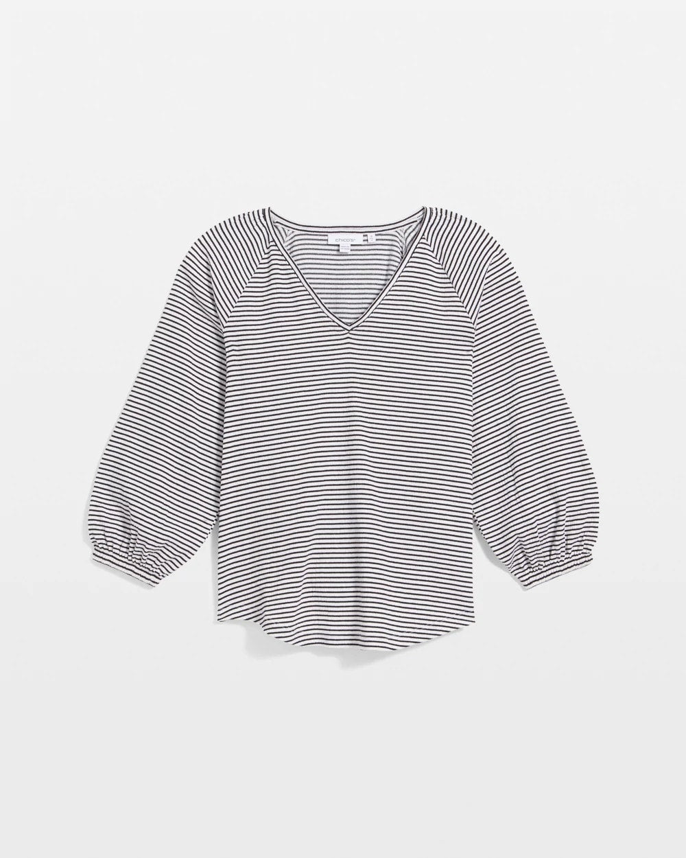 Chico's - Striped Crinkled Raglan Top