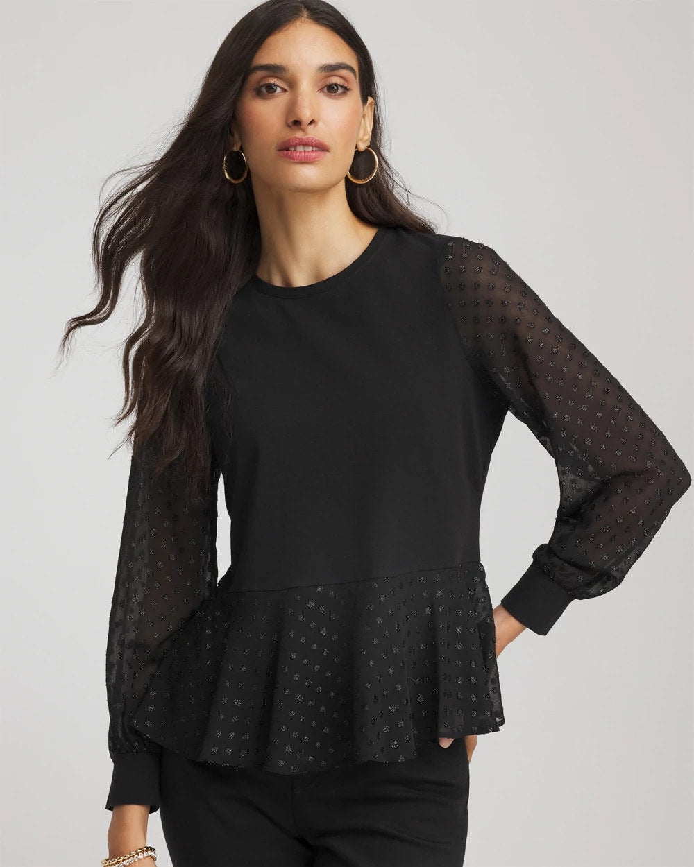 Chico's - Clip-Dot Peplum Top