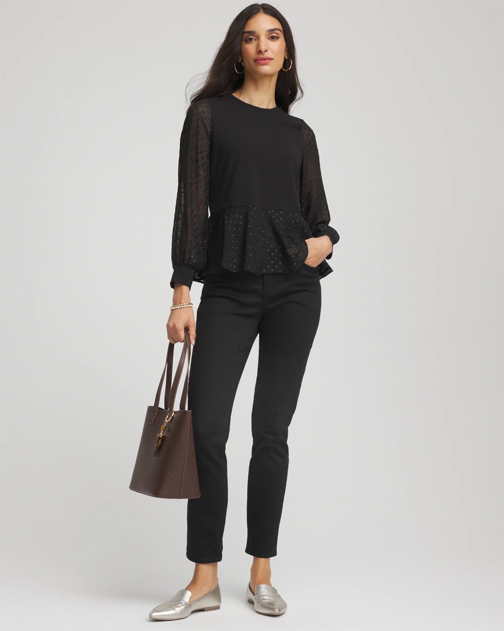 Chico's - Clip-Dot Peplum Top