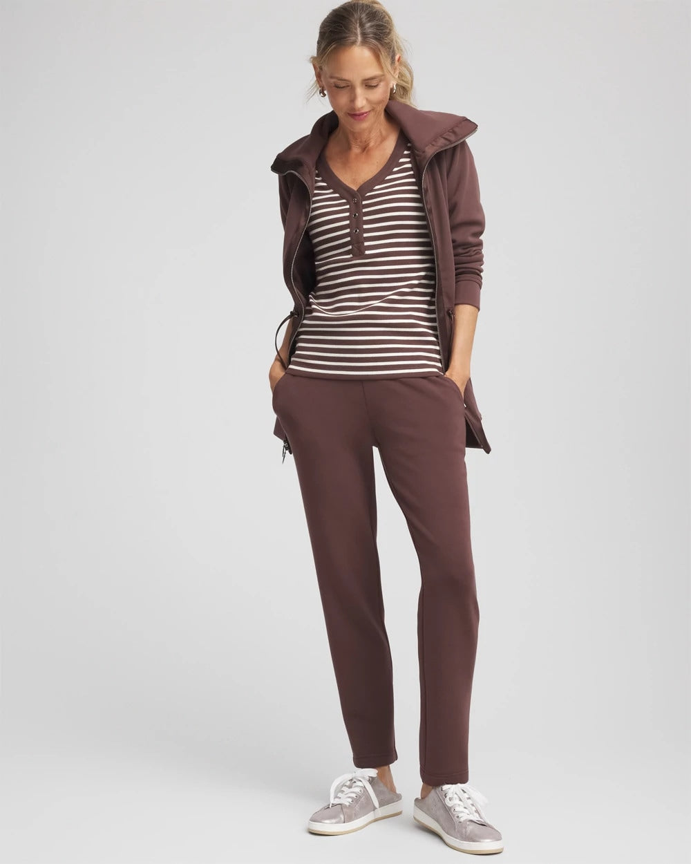 Chico's - Zenergy® Ribbed Striped Henley Tee