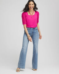 Chico's - Touch of Cool™ Crochet Lace Square-Neck Tee