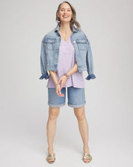 Chico's - Polka-Dot Short Sleeve Forward Seam Tee
