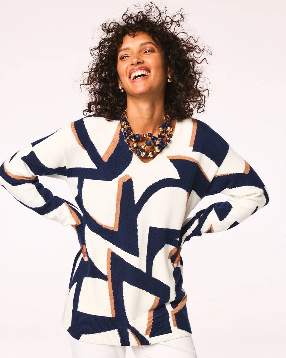 Chico's - Geo Intarsia V-Neck Tunic