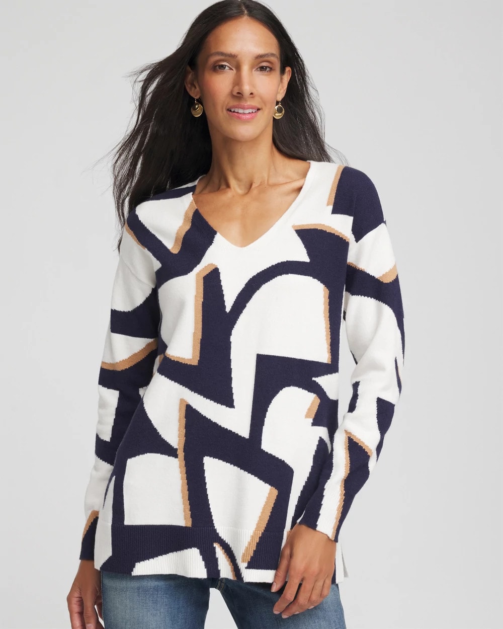 Chico's - Geo Intarsia V-Neck Tunic