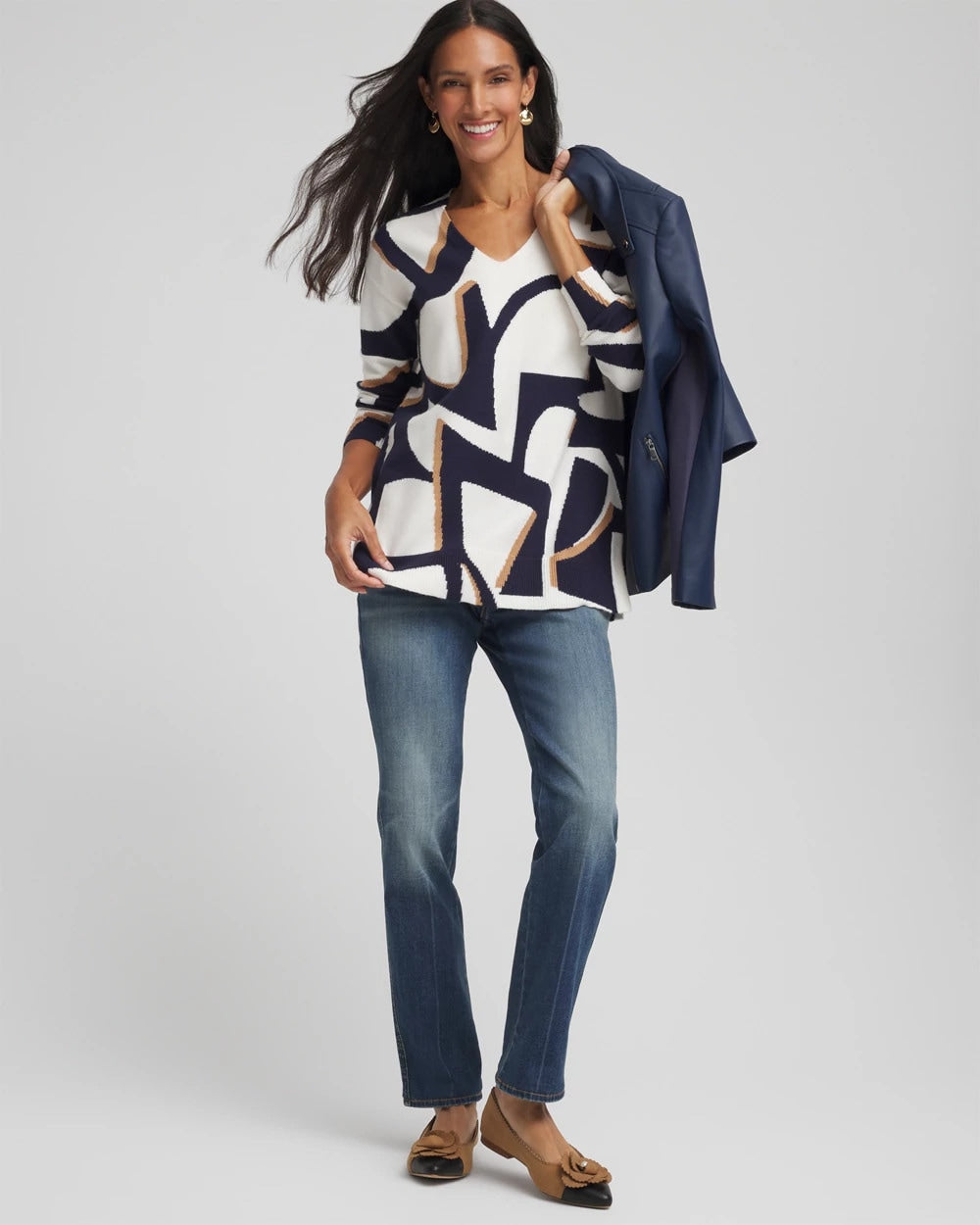 Chico's - Geo Intarsia V-Neck Tunic