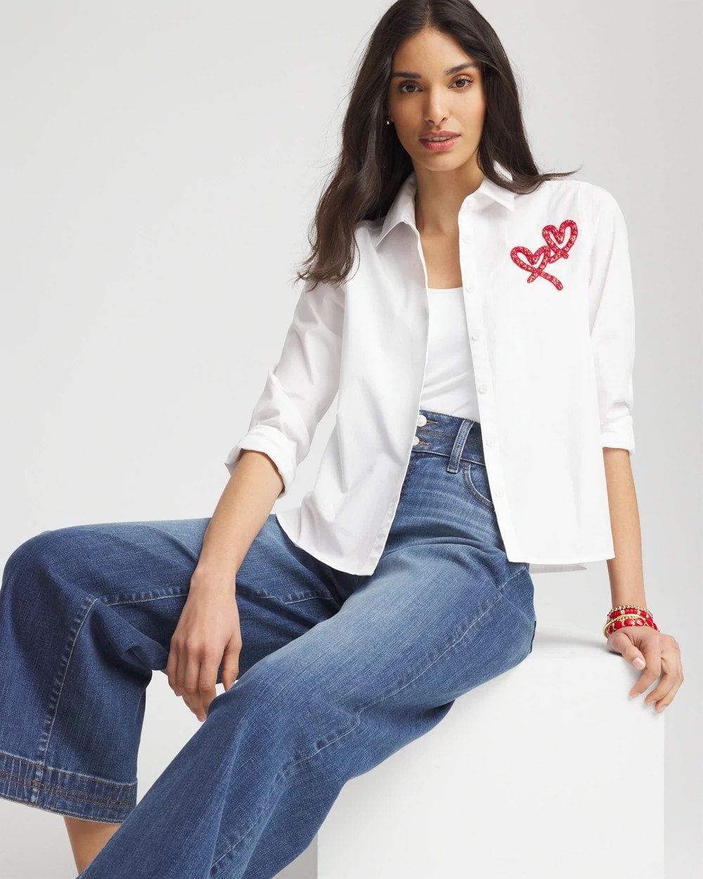 Chico's - Crystal Heart Poplin Shirt