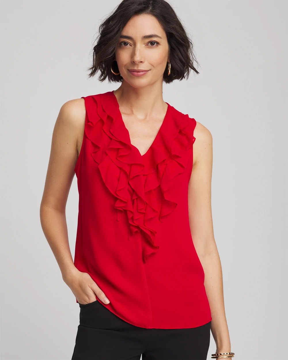 Chico's - Satin Ruffle Tank