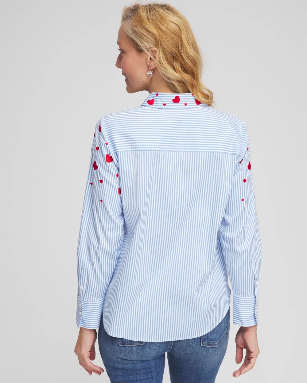 Chico's - V-Day Striped Poplin Shirt