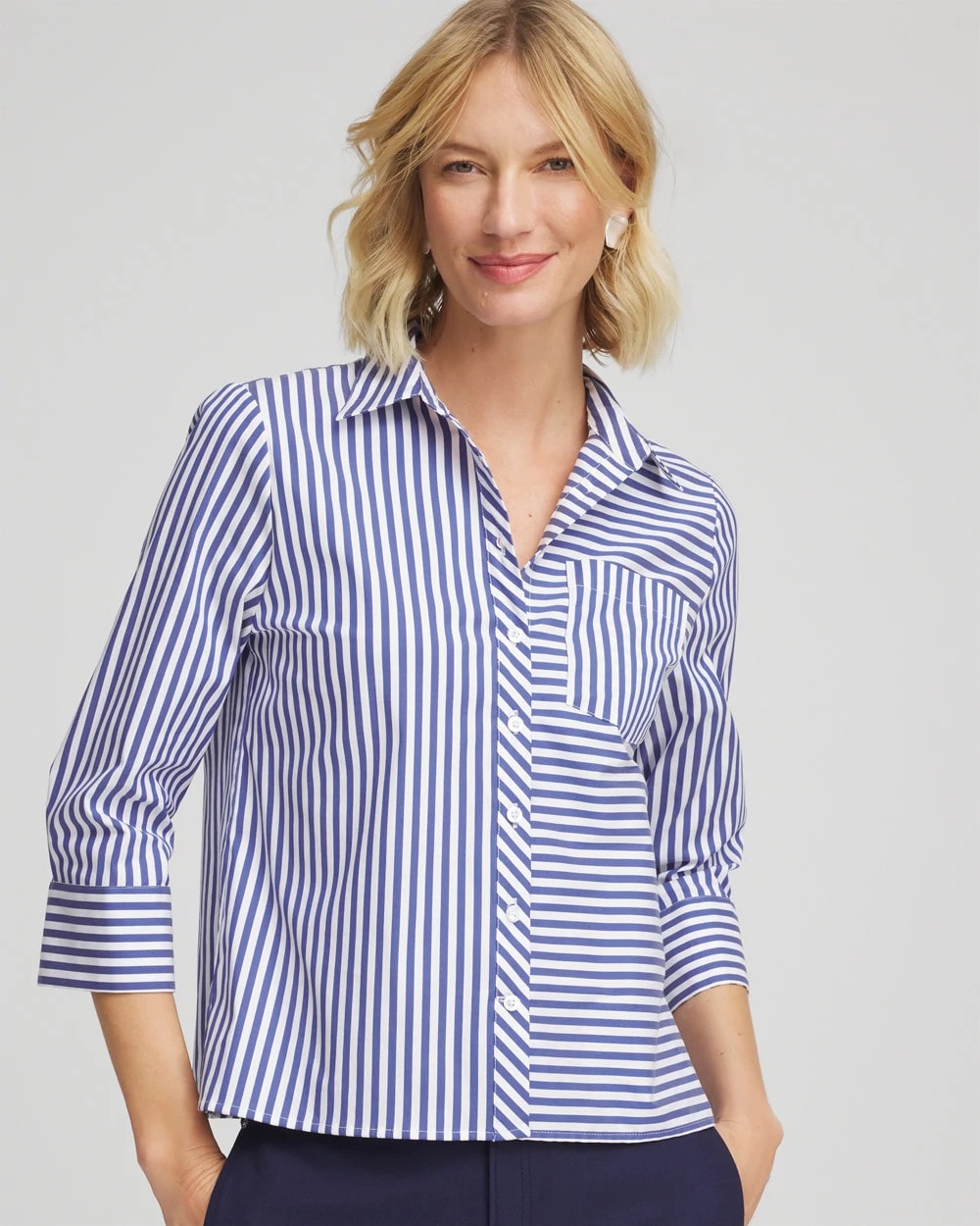 Chico's - Stripe Mixing Poplin Shirt