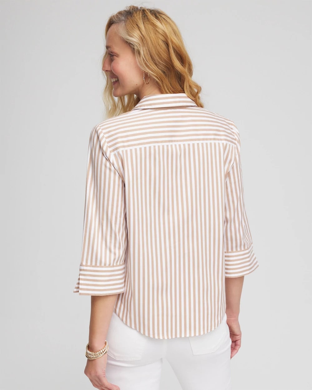 Chico's - Striped Poplin Tie-Front Top