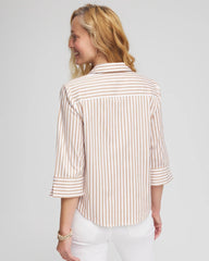 Chico's - Striped Poplin Tie-Front Top