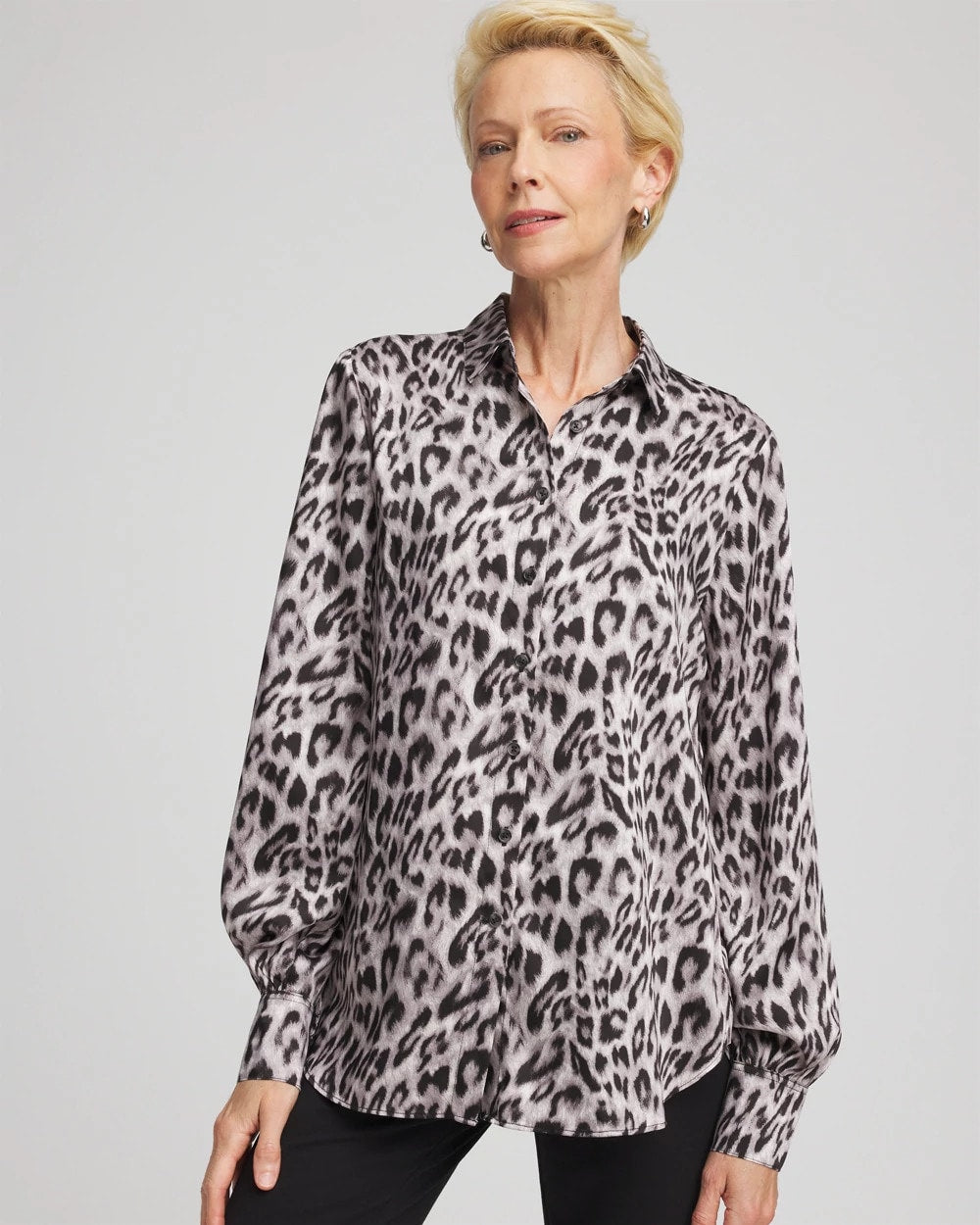 Chico's - Faux Silk Snowy Animal Shirt