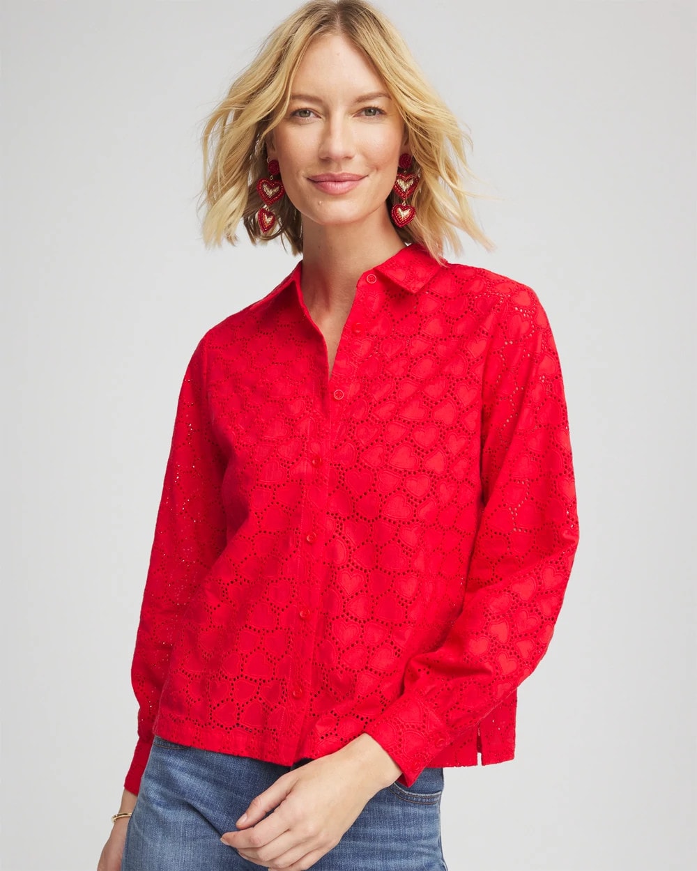 Chico's - Heart Eyelet Button Down Shirt