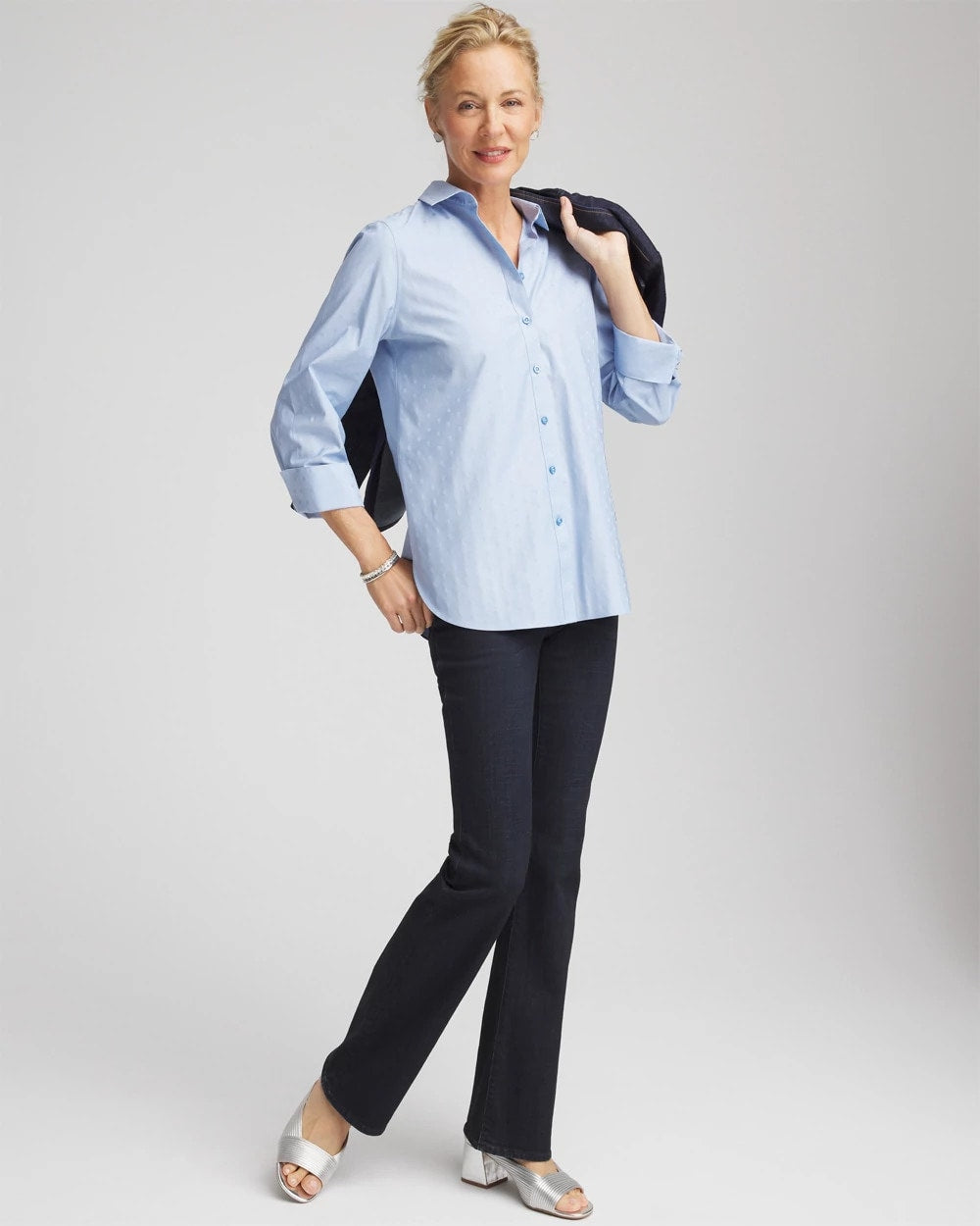 Chico's - No Iron™ Striped Jacquard Sateen Shirt