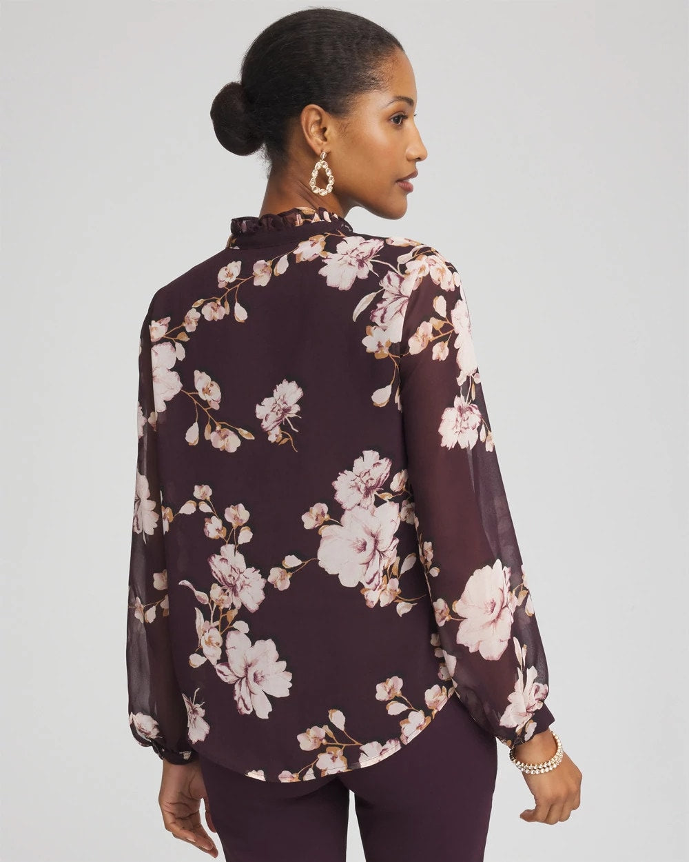 Chico's - Frosty Floral Ruffleneck Blouse