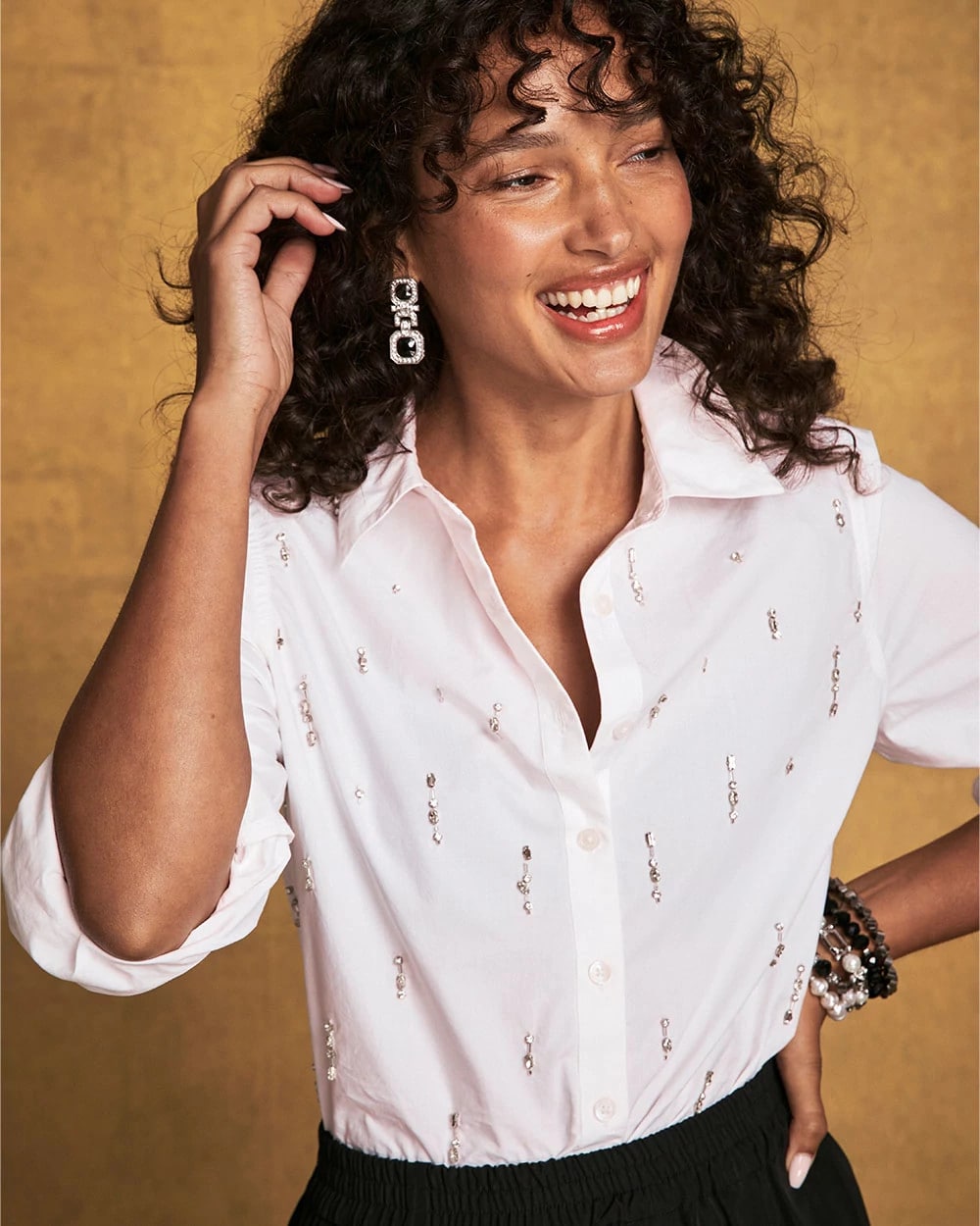 Chico's - Jeweled Poplin Shirt