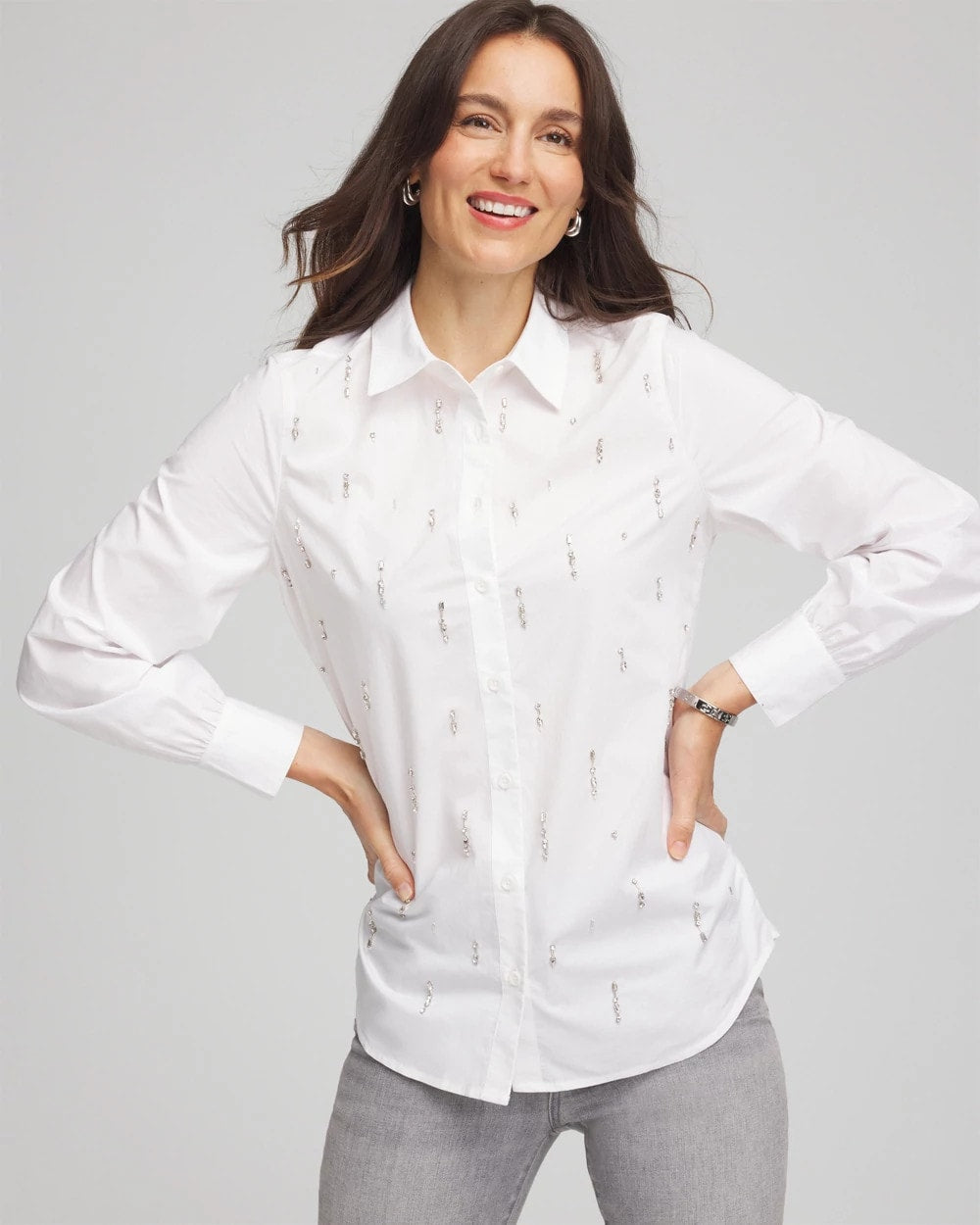 Chico's - Jeweled Poplin Shirt