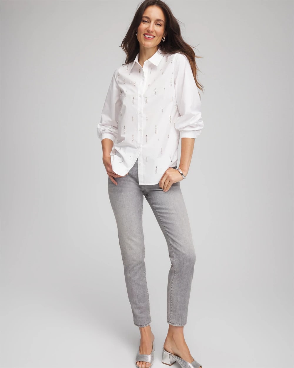 Chico's - Jeweled Poplin Shirt