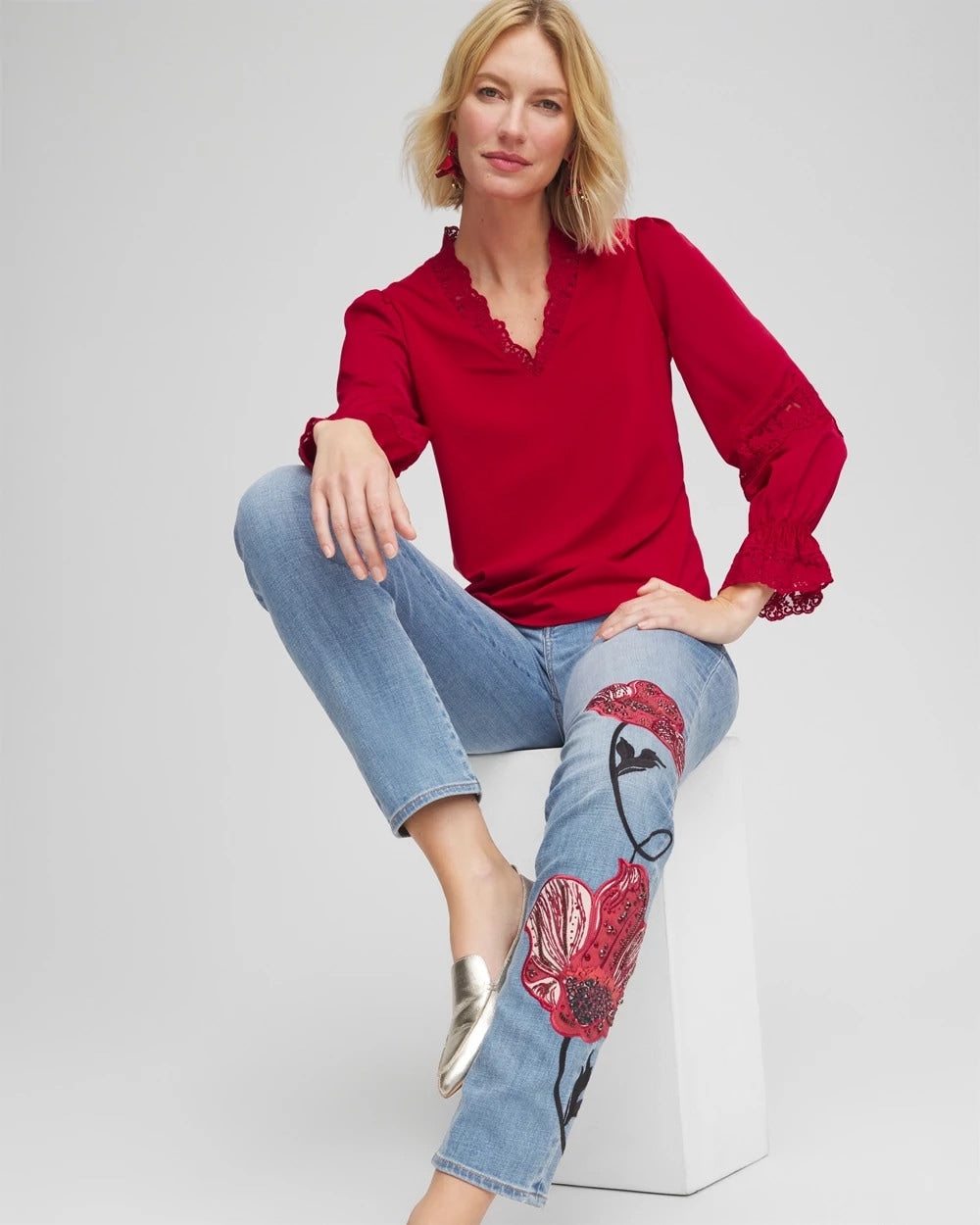 Chico's - Lace V-Neck Top