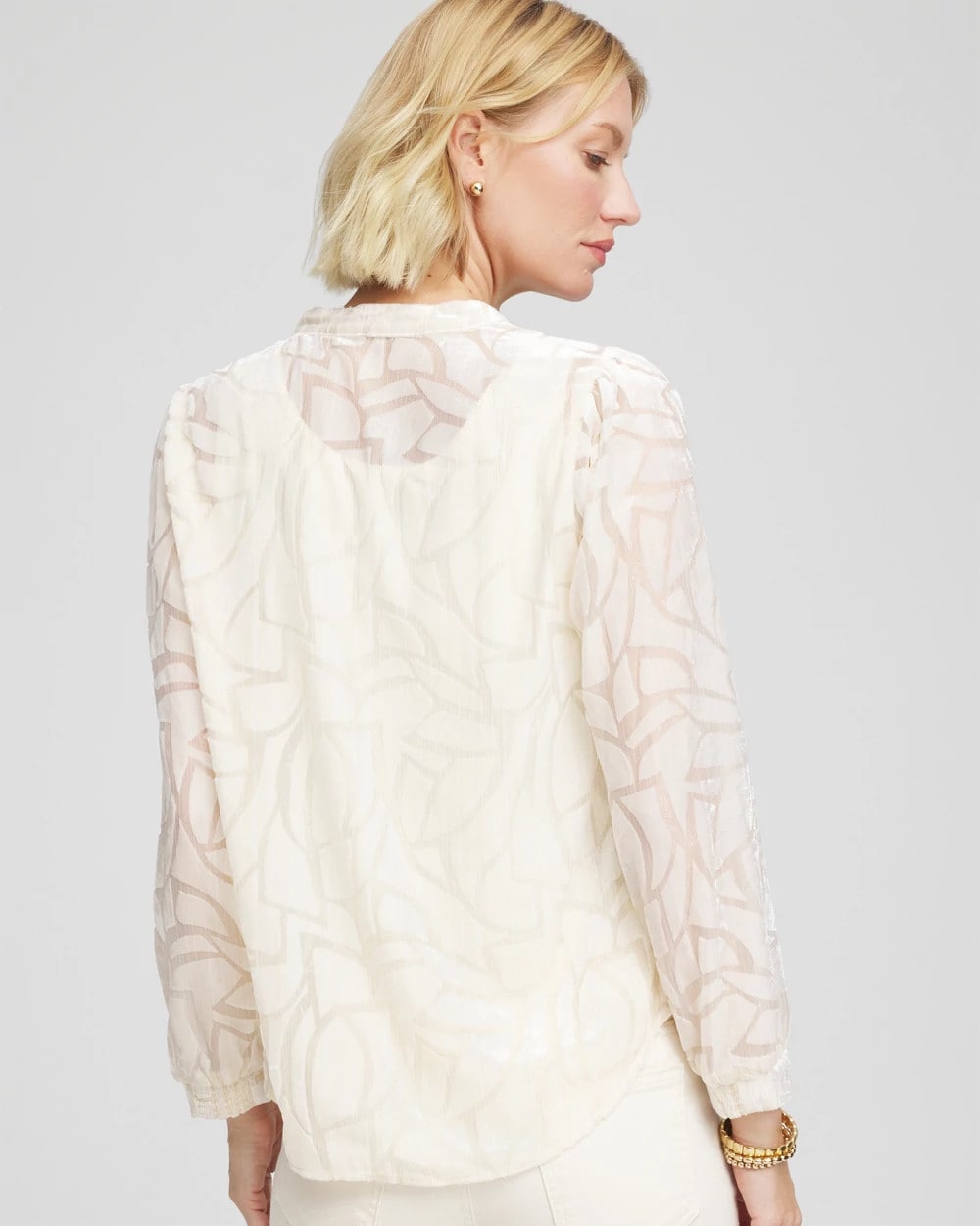 Chico's - Cream Burnout Pullover Blouse