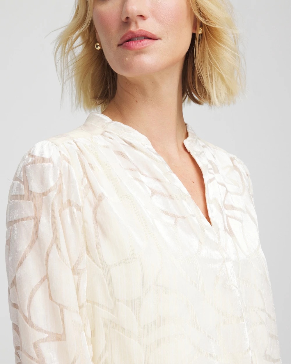 Chico's - Cream Burnout Pullover Blouse