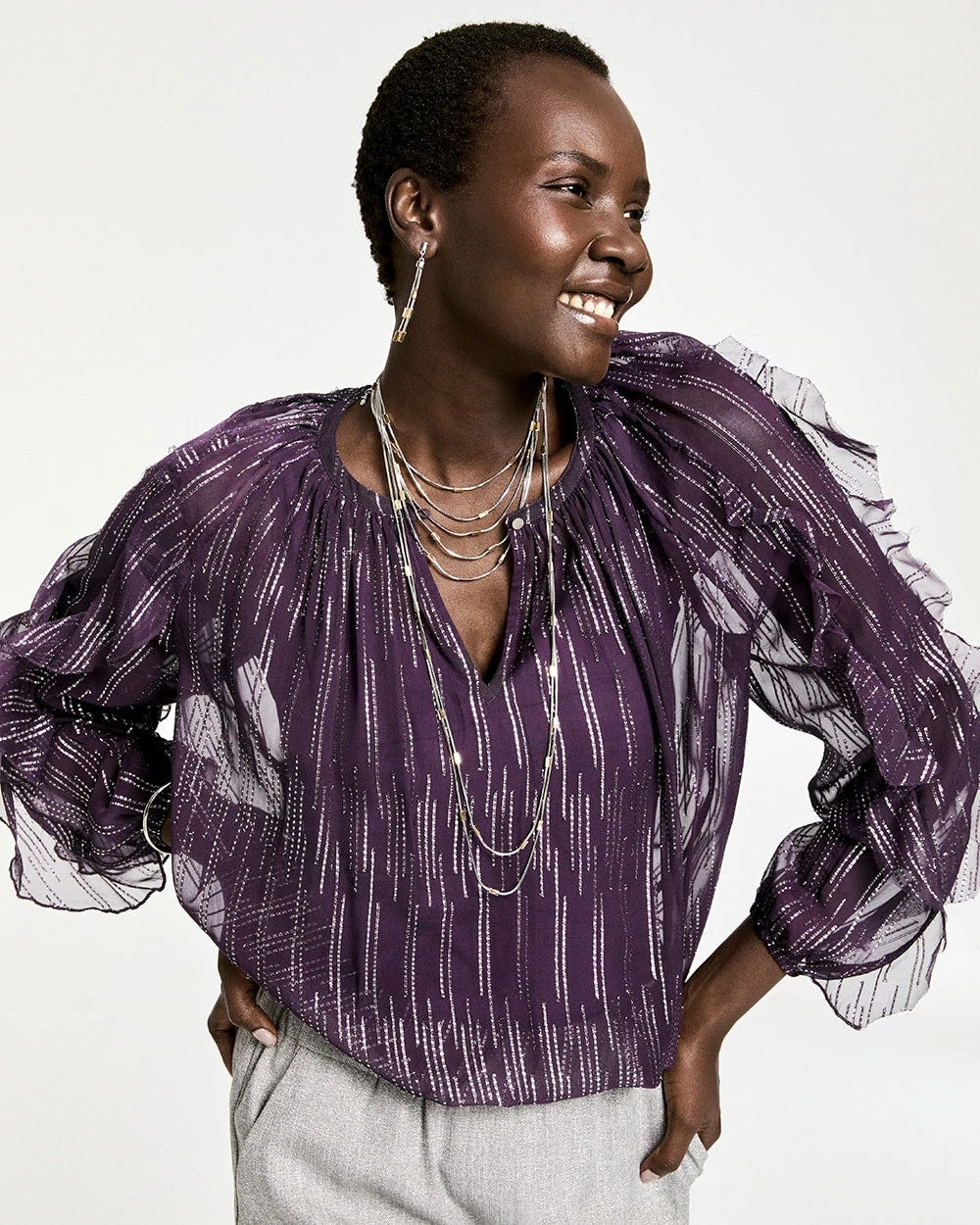Chico's - Georgette Ruffle Sleeve Blouse
