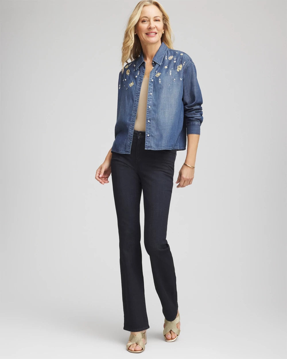 Chico's - Embellished Tencel Collar Shirt