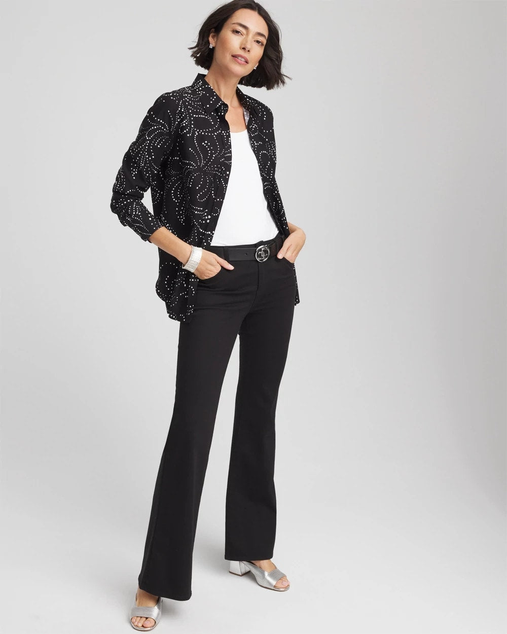 Chico's - No Iron™ Findot Print Sateen Shirt