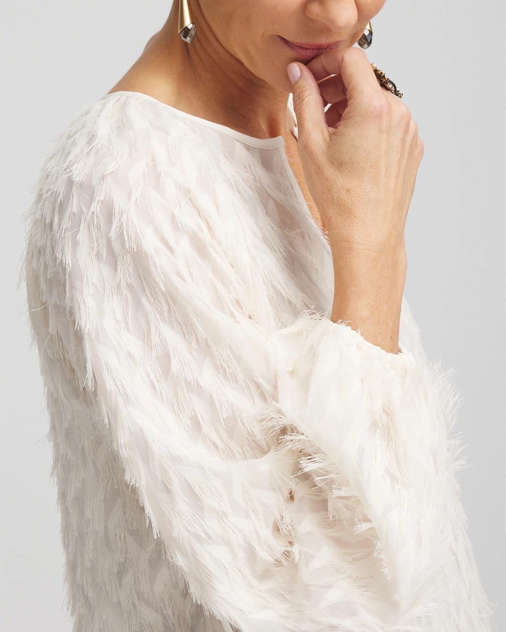 Chico's - Feathered Pullover Peasant Blouse