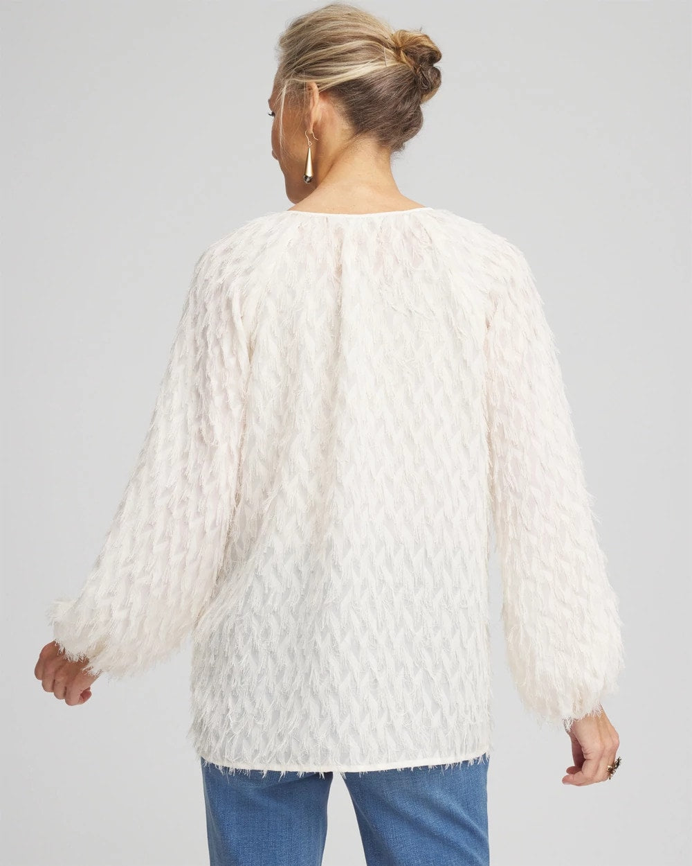 Chico's - Feathered Pullover Peasant Blouse