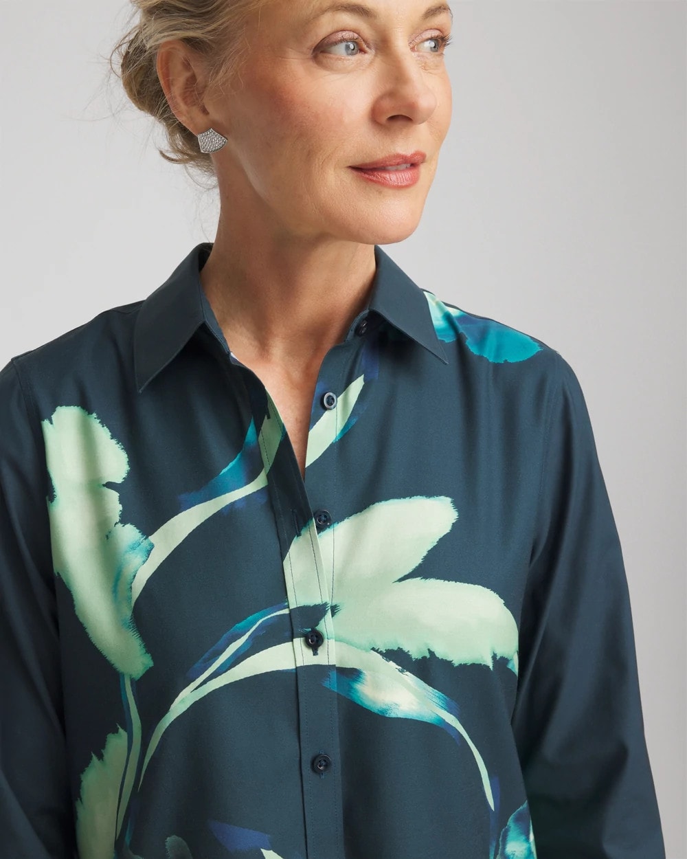 Chico's - No Iron™ Glacial Flora Sateen Shirt