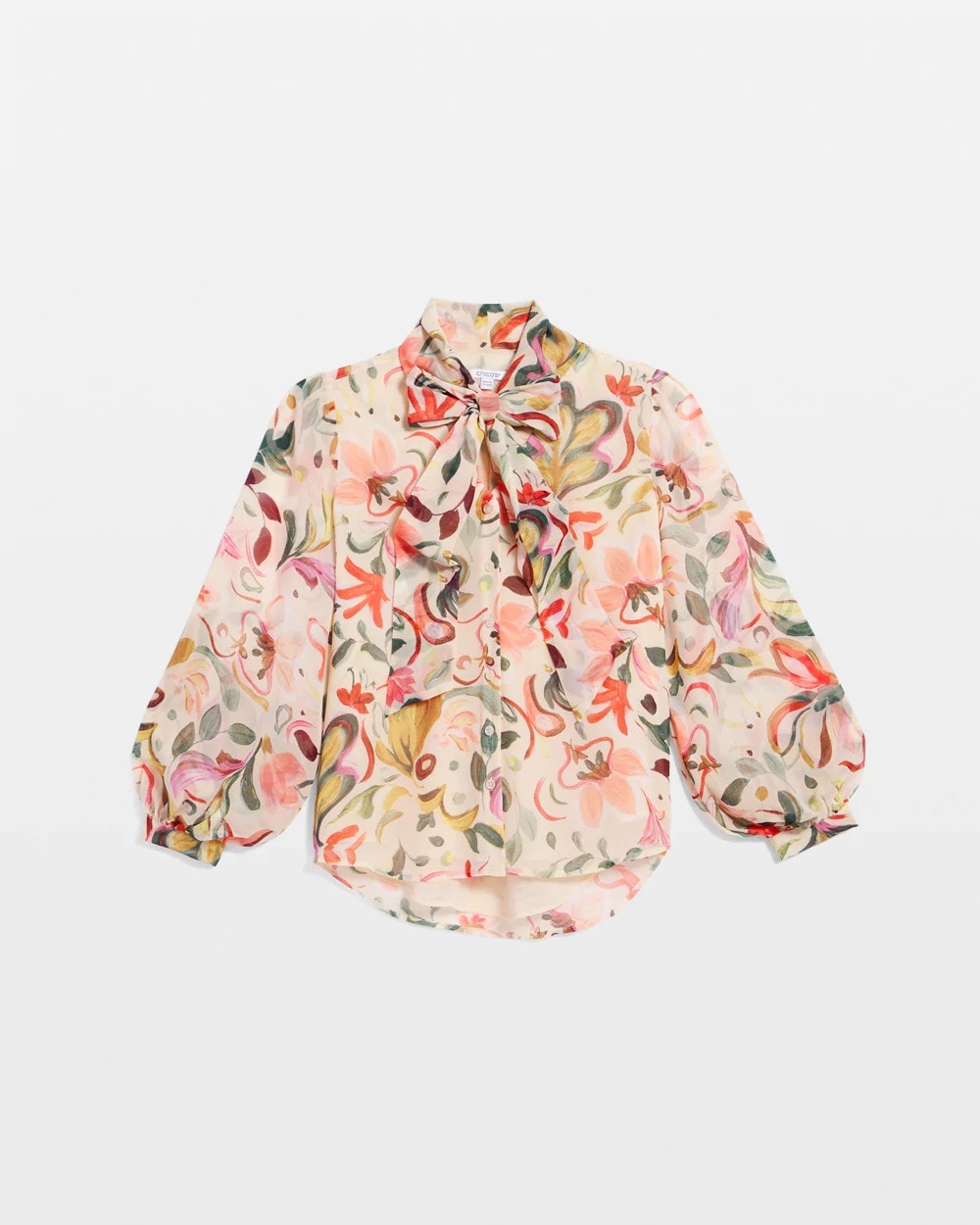 Chico's - Floral Jacquard Tie-Front Blouse