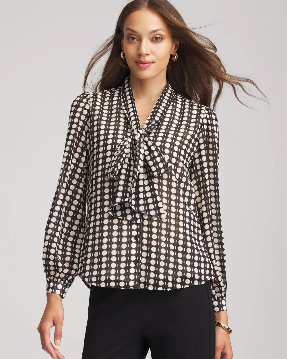 Chico's - Clip-Dot Tie-Front Blouse