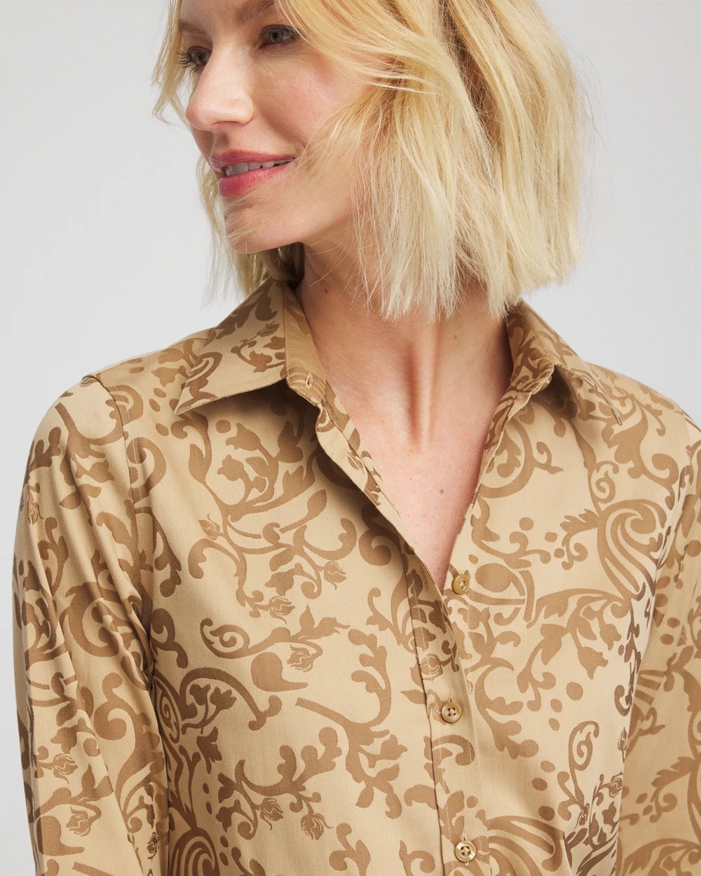 Chico's - No Iron™ Jacquard Scrolls  Shirt