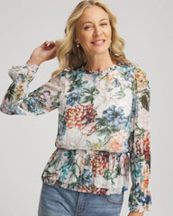 Chico's - Rose Print Crinkle Top