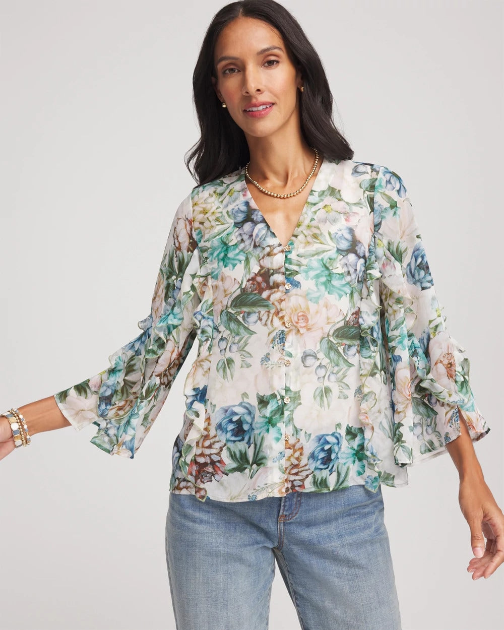 Chico's - Georgette Ruffled V-Neck Blouse