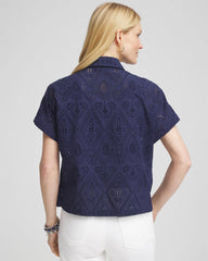 Chico's - Embroidered Eyelet Button-down Top